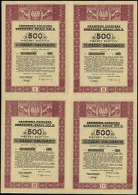 Polska powojenna 1944-1952, obligacja wartości 2.000 złotych = 4 x 500 złotych, 15.04.1946