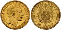20 marek 1888, złoto 7.95 g, rzadsza odmiana z m
