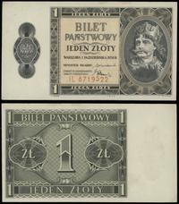 1 złoty 1.10.1938, seria IL 8719522, bez złamań 