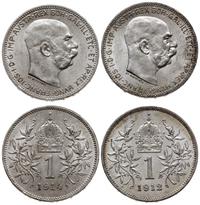 zestaw 2 x 1 korona 1912, 1914, Wiedeń, łącznie 