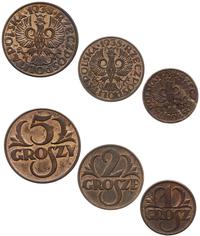 zestaw: 5 groszy, 2 grosze i 1 grosz 1938, Warsz