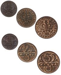 Polska, zestaw: 5 groszy, 2 grosze, 1 grosz, 1939