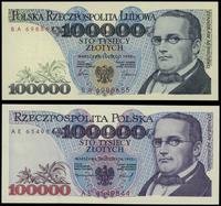 Polska, zestaw: 2 x 100.000 złotych (1 x 1.02.1990 - PRL i 1 x 16.11.1993 - III RP)
