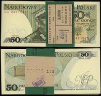 paczka banknotów 100 x 50 złotych 1.12.1988, ser