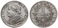 1 lira 1866 R, Rzym, srebro, ładnie zachowany, B