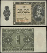 1 złoty 1.10.1938, seria IJ, numeracja 7601005, 