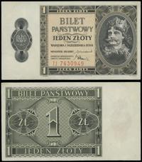 1 złoty 1.10.1938, seria IJ, numeracja 7630949, 