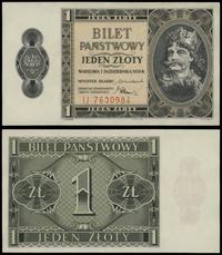 1 złoty 1.10.1938, seria IJ, numeracja 7630984, 