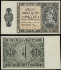 1 złoty 1.10.1938, seria IG, numeracja 6457489, 