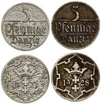 Polska, zestaw: 2 x 5 fenigów, 1923 i 1928