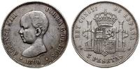 5 peset 1890 PGM, Madryt, srebro próby 900, 24.9