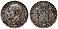 2 pesety 1879 EMM, Madryt, srebro próby 835, 9.9
