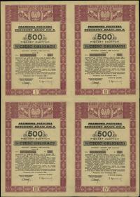 Polska powojenna (1944–1952), obligacja wartości 2.000 złotych = 4 x 500 złotych, 15.04.1946