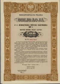 Rzeczpospolita Polska (1918–1939), obligacja 4 1/2 % wewnętrznej pożyczki państwowej na 500 złotych, 1.06.1937