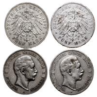 Niemcy, zestaw: 4 x 5 marek, 1898, 1903, 1907, 1908