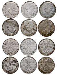 Niemcy, zestaw: 6 x 2 marki, roczniki: 5 x 1936 i 1 x 1939 G