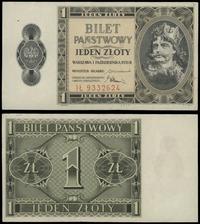 1 złoty 1.10.1938, seria IŁ, numeracja 9332624, 