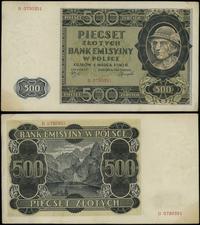 500 złotych 1.03.1940, seria B, numeracja 073035