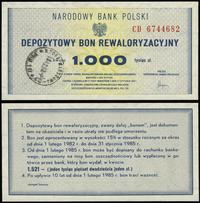 Polska, depozytowy bon rewaloryzacyjny na 1.000 złotych, 1982