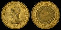 20.000 reis 1893, złoto 17.90 g, wybito tylko 43