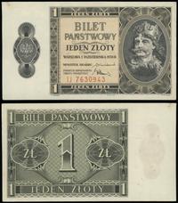 1 złoty 1.10.1938, seria IJ, numeracja 7630943, 