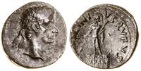 denar 16 pne, Rzym, Aw: Głowa Augusta w wieńcu l
