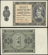 1 złoty 1.10.1938, seria IG, numeracja 6457316, 
