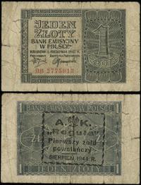 1 złoty 1.08.1941, seria BB, numeracja 2775913, 
