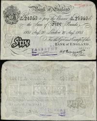 5 funtów 20.08.1935, seria A216, numeracja 21757