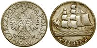 2 złote 1936, Warszawa, Żaglowiec, patyna, przet