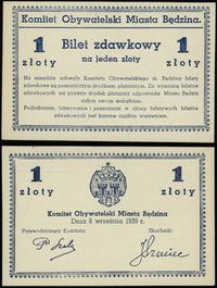 1 złoty 8.09.1939, bez numeracji, zaniedbywalne 