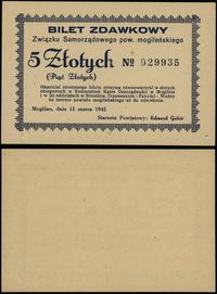 bilet zdawkowy na 5 złotych 15.03.1945, blankiet