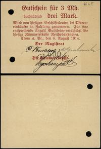 3 marki (nowodruk) 6.08.1914, numeracja 500, ska