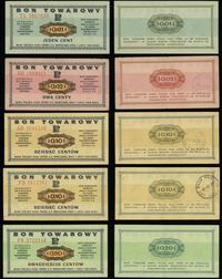 zestaw 5 bonów 1.07.1969, w zestawie: 1 cent ser