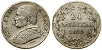 20 baiocchi 1865, Rzym, srebro próby 835, Berman