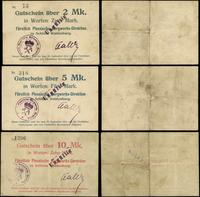 zestaw: 2 marki, 5 marek, 10 marek 1914, numerac