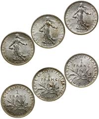 Francja, lot 5 x 1 frank, 1915, 1916, 1917, 1918, 1919