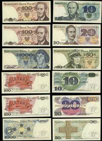 zestaw 6 banknotów 1982–1988, w zestawie: 10 zło