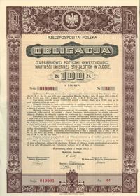 Rzeczpospolita Polska (1918–1939), 2 x obligacja 3% premiowej pożyczki inwestycyjnej na 100 złotych w złocie, 1.05.1935