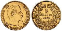 5 franków 1859/A, Paryż, złoto 1.59 g