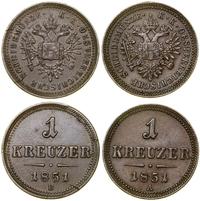 Austria, zestaw: 1 krajcar 1851 A (Wiedeń) i 1 krajcar 1851 B (Krzemnica)