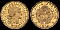 5 peso=1 argentino 1883, złoto 8.05 g