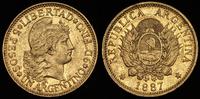 5 peso= 1 argentino 1887, złoto 8.07 g