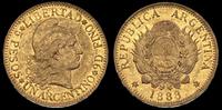 5 peso=1 argentino 1888, złoto 8.08 g