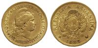 5 peso=1 argentina 1888, złoto 8.01 g