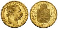 8 forintów= 20 franków 1891, złoto 6.43 g