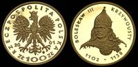 100 złotych 2001, Bolesław Krzywousty, złoto 8.0