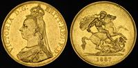 5 funtów 1887, Londyn, złoto 39.86 g, Friedberg 
