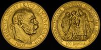 100 koron 1907, Kremnica, złoto 33.83 g, zadrapa