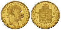 20 franków=8 forintów 1889, złoto 6.44 g